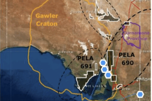 Map of hydrogen exploration in South Australia
